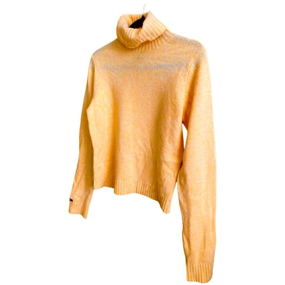 Vintage Abercrombie & Fitch Lambswool Sweater M Turtleneck Butter Yellow Y2K 90s - Picture 3 of 5